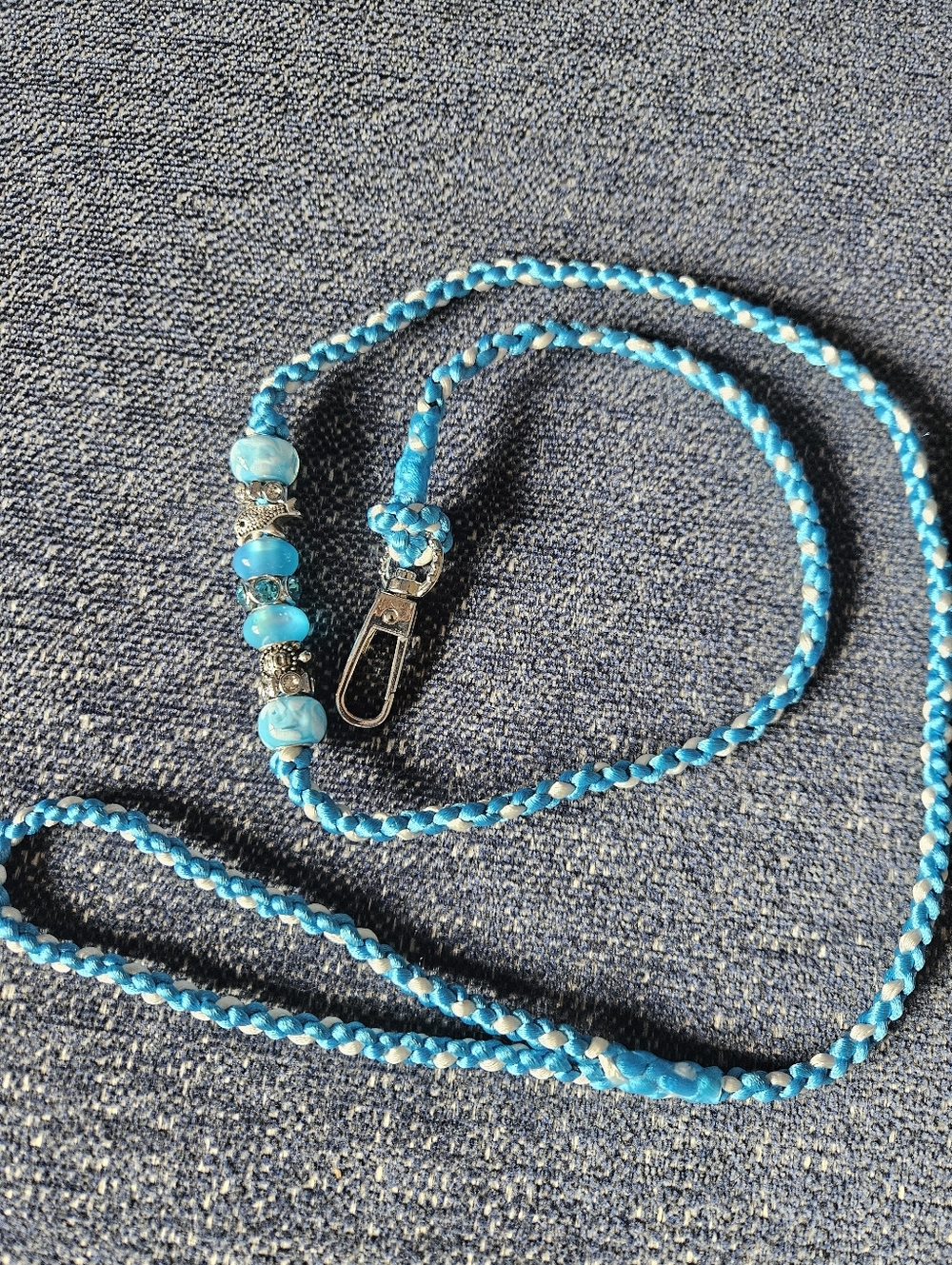 Blue And White Satin Dog Lead